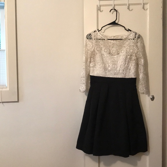Eliza J | Dresses | Black White Lace Midi Dress | Poshmark